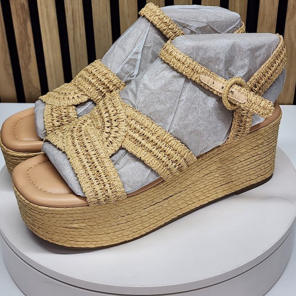 NEW - Marc Fisher LTD Payley Women’s Woven Platform Wedge Sandals Natural 10 M - Picture 6 of 9